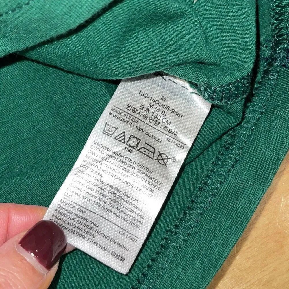 Gap Boys XS green &‎ navy Henley-style long-sleeve tee size Medium